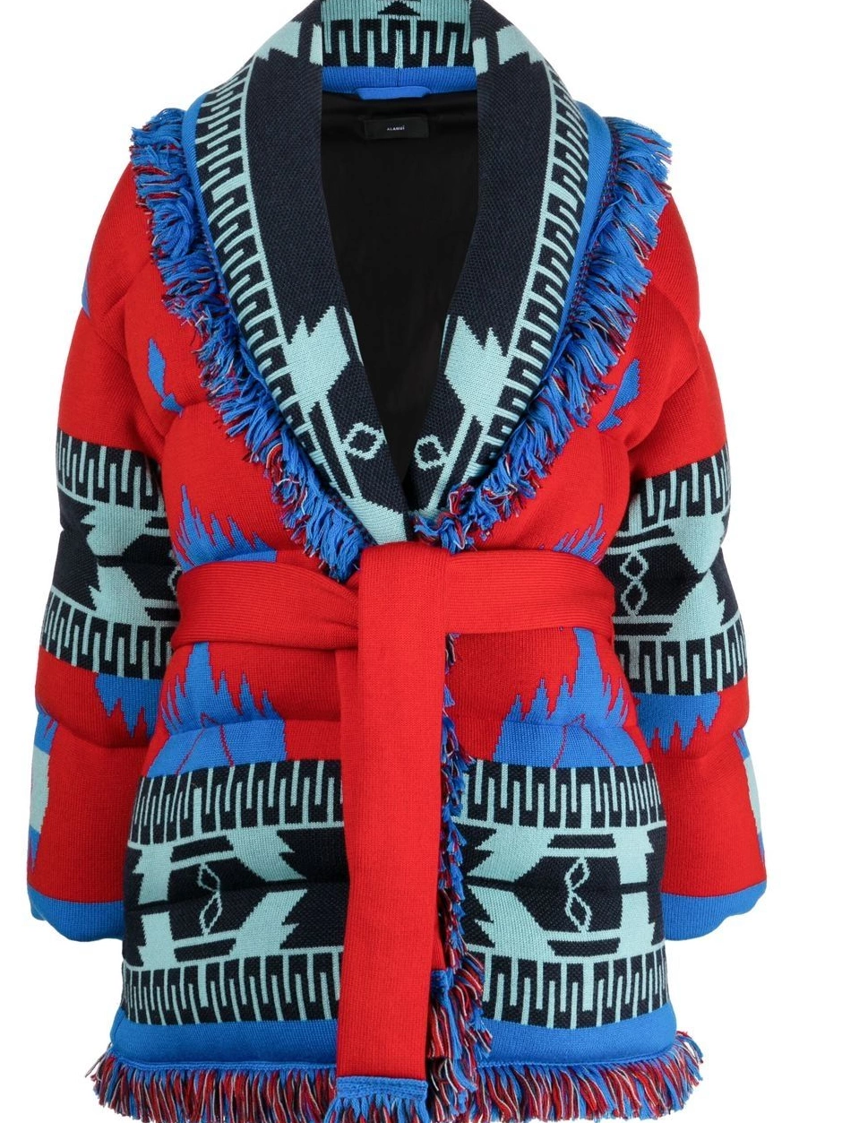 Affordable belted-waist Women cardigan Alanui fringed-edge 0714